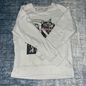 Calvin Klein White Crewneck Sweater with Graphic